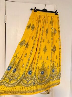 Yellow Embroidered Maxi Skirt - Women